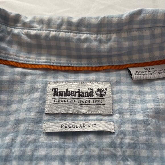 Timberland Regular Fit Blue Check Long Sleeve Button Up Shirt Size Medium Men's - Picture 7 of 12